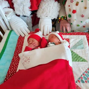 Twins with Santa and Mrs. Claus