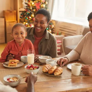 An African family enjoying their holiday dinner with each other