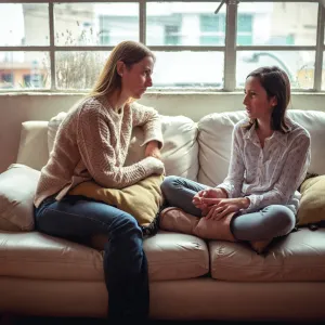 A Woman Speaks to Her Daughter About a Serious Subject