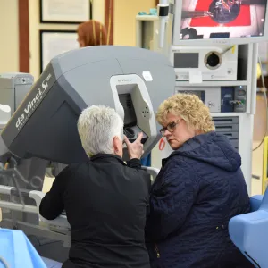 Two nurses from AdventHealth Gordon Robotic Surgery talking.