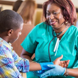 A boy getting treatment at Urgent Care