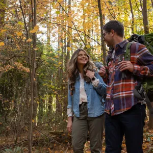 A Couple Goes for a Hike in the Woods.