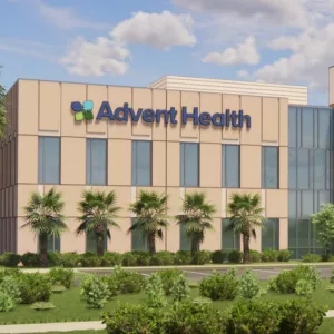 An architectural rendering of the Freytag Cancer Center.