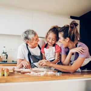 Family baking together
