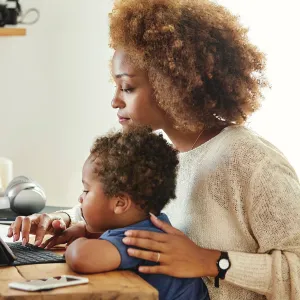 A mom doing research on the internet.