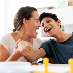 A mother and son with special needs.