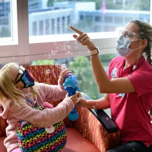 Child and bubbles