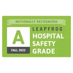 Leapfrog A Grade Hospital Safety Grade Fall 2023 logo.
