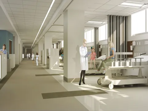 Vertical view of the pre and post operating area at The Taneja Center