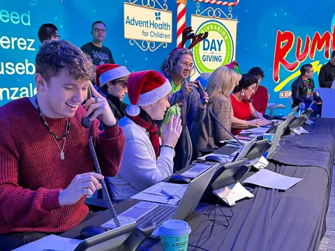 a phone bank answering calls