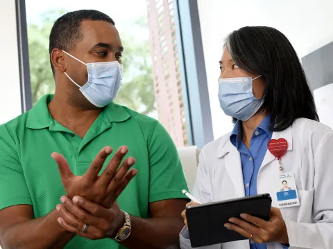A patient and doctor in a conversation