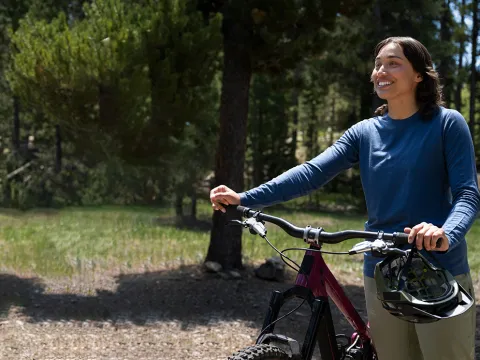 Woman riding a bike