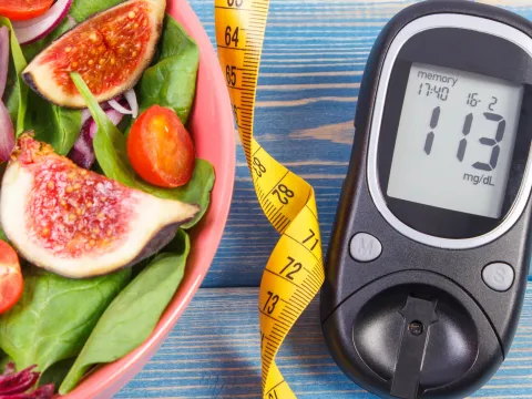 Eat a healthy diet to help manage diabetes.