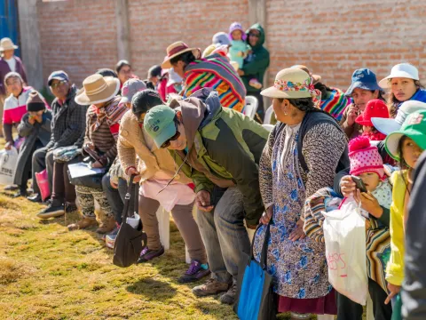 People standing in a line.