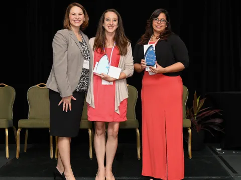 Amanda Maggard, President and CEO of AdventHealth Zephyrhills and AdventHealth Dade City, stands with Employees of the Year Kimberly Pullen and Rebeca Torres.