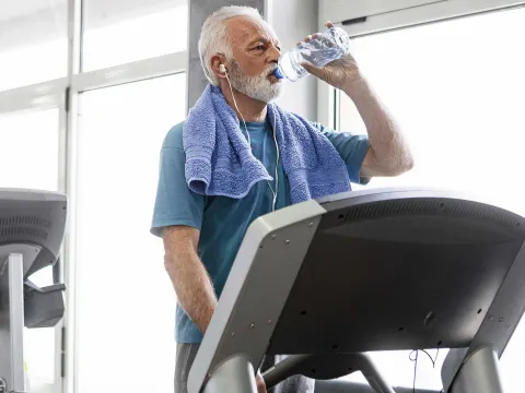 A man on the treadmill.