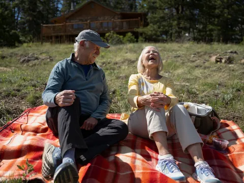 Couple picnicking