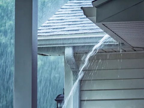 Heavy rainfall hits a home.