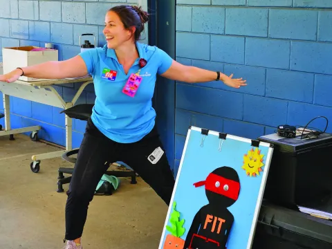 A mission fit instructor demonstrating an exercise