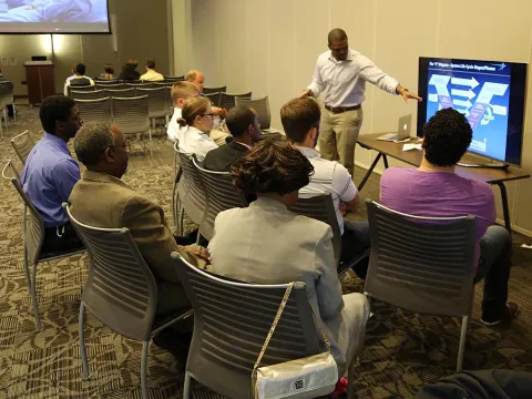 Group using robotic surgery equipment at AdventHealth Gordon Robotic Surgery