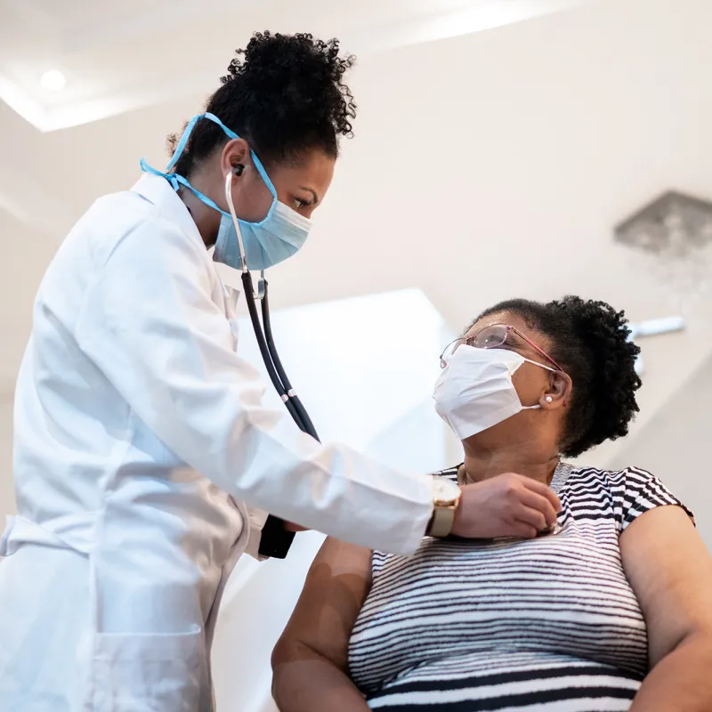 Female patient with female doctor with PPE