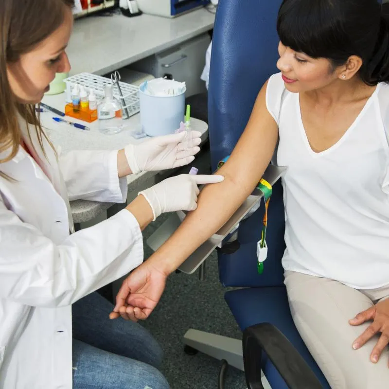 Woman getting blood drawn