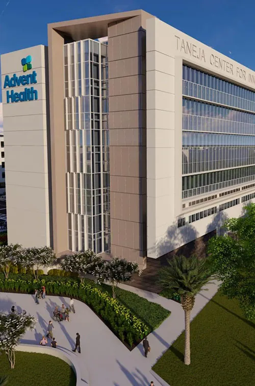 Rendering of the Taneja Center for Innovative Surgery building 