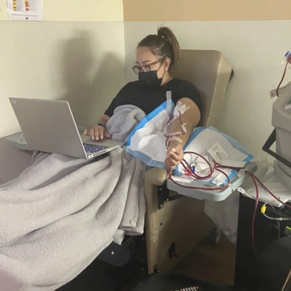 Myra Segarra receiving dialysis